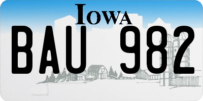 IA license plate BAU982