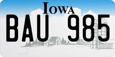 IA license plate BAU985