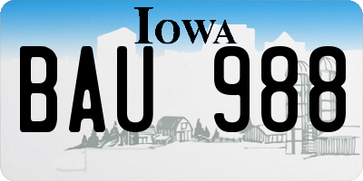 IA license plate BAU988