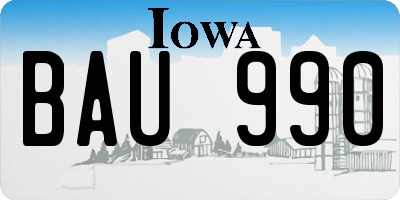 IA license plate BAU990
