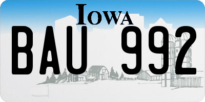 IA license plate BAU992