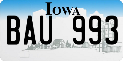 IA license plate BAU993