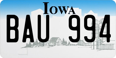 IA license plate BAU994