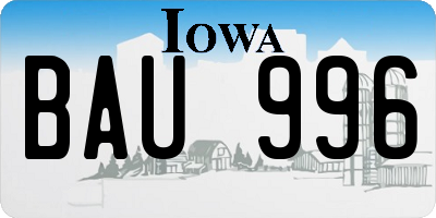 IA license plate BAU996