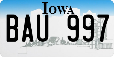 IA license plate BAU997