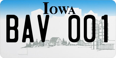 IA license plate BAV001