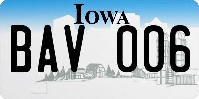 IA license plate BAV006