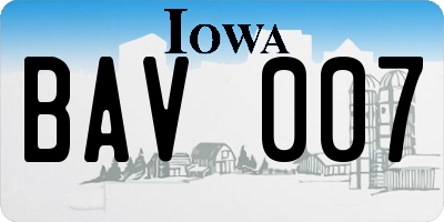 IA license plate BAV007