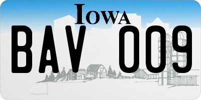 IA license plate BAV009
