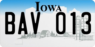 IA license plate BAV013
