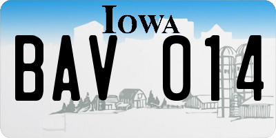 IA license plate BAV014