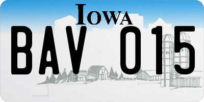 IA license plate BAV015