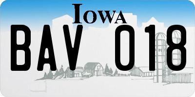 IA license plate BAV018