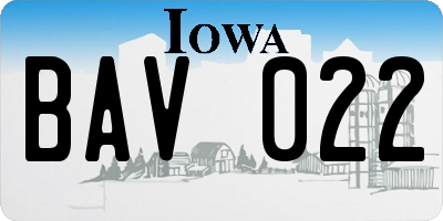 IA license plate BAV022