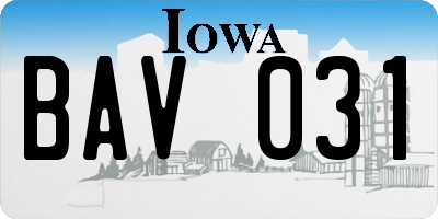 IA license plate BAV031