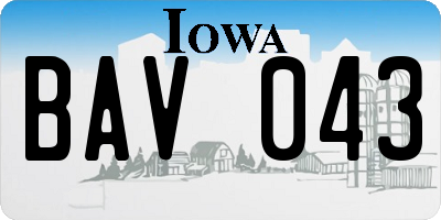 IA license plate BAV043
