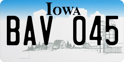 IA license plate BAV045