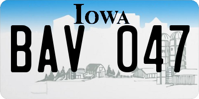 IA license plate BAV047
