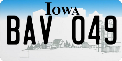 IA license plate BAV049