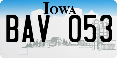 IA license plate BAV053