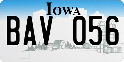 IA license plate BAV056