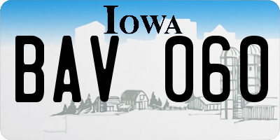 IA license plate BAV060