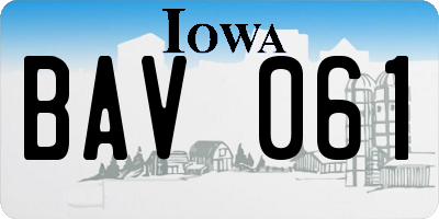 IA license plate BAV061