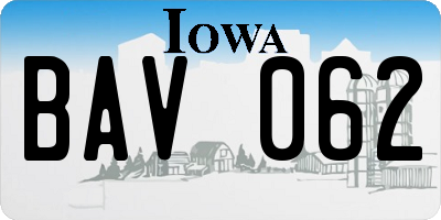 IA license plate BAV062