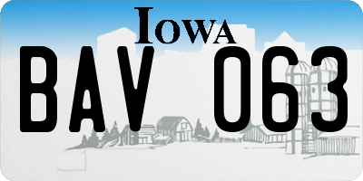IA license plate BAV063