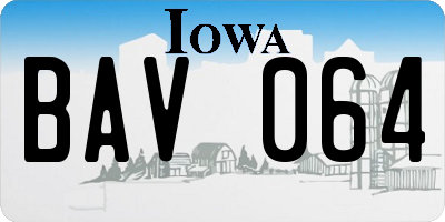 IA license plate BAV064