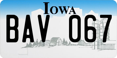 IA license plate BAV067
