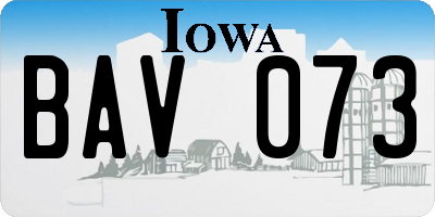IA license plate BAV073