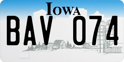 IA license plate BAV074