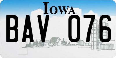 IA license plate BAV076