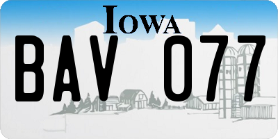 IA license plate BAV077