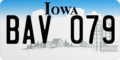 IA license plate BAV079