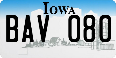 IA license plate BAV080