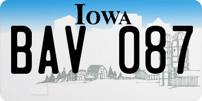 IA license plate BAV087