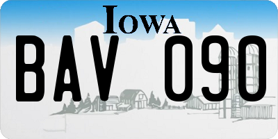 IA license plate BAV090