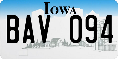 IA license plate BAV094