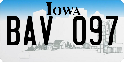IA license plate BAV097