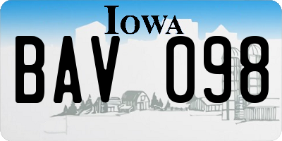 IA license plate BAV098