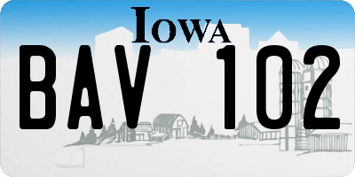 IA license plate BAV102