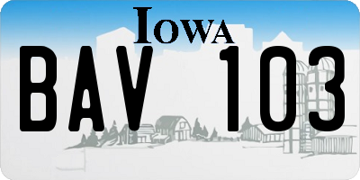 IA license plate BAV103
