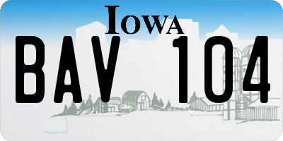 IA license plate BAV104
