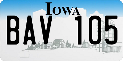 IA license plate BAV105