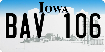 IA license plate BAV106