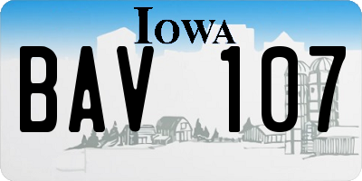 IA license plate BAV107