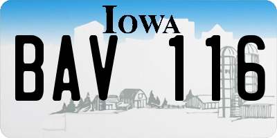 IA license plate BAV116
