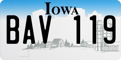 IA license plate BAV119